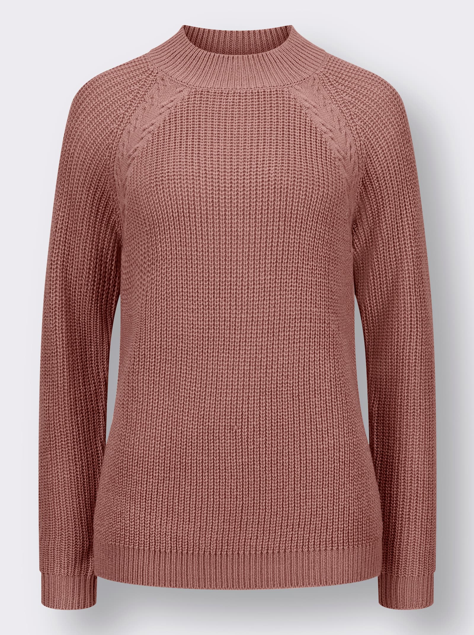 Pullover met opstaande kraag en raglanmouwen - rozenhout