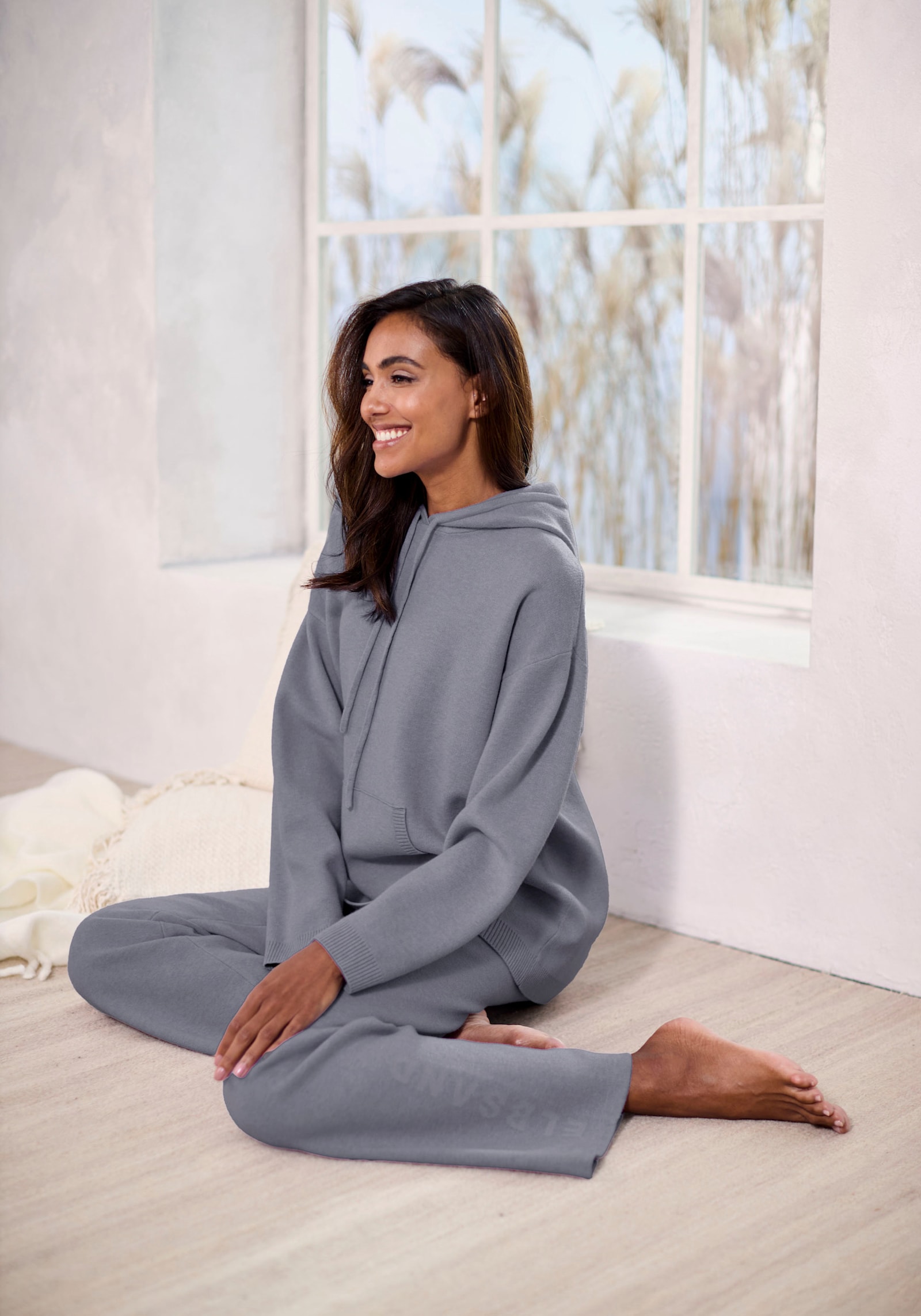 Elbsand Broek van tricot - rookblauw gemêleerd