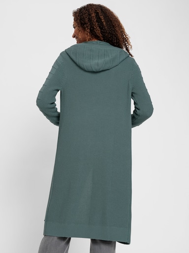 Longstrickjacke im Strukturmuster-Mix - jade