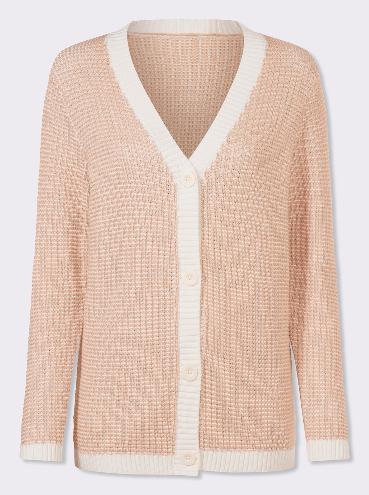 Strickjacke - beige-ecru-gemustert