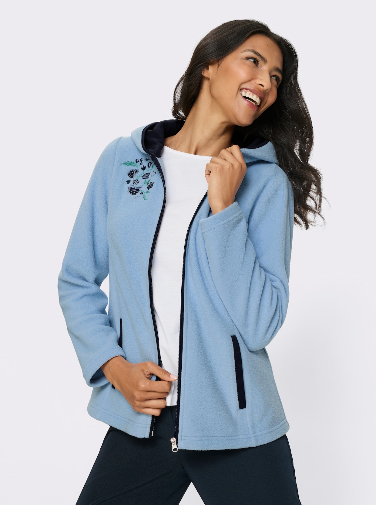Fleecejacke - eisblau-marine