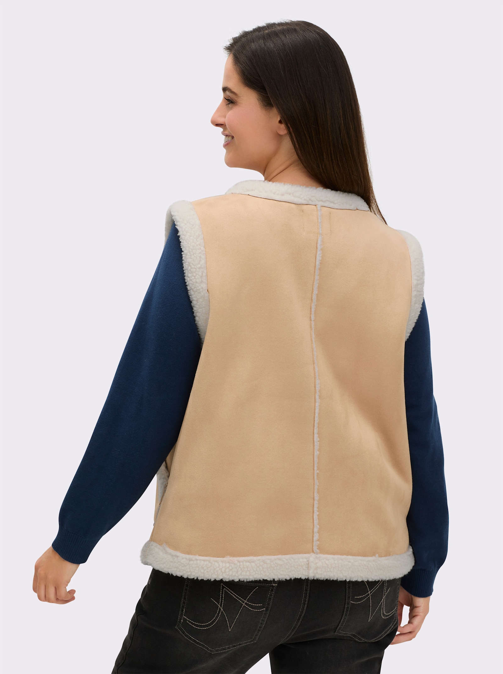 sheego Weste in Lammfell-Optik - camel