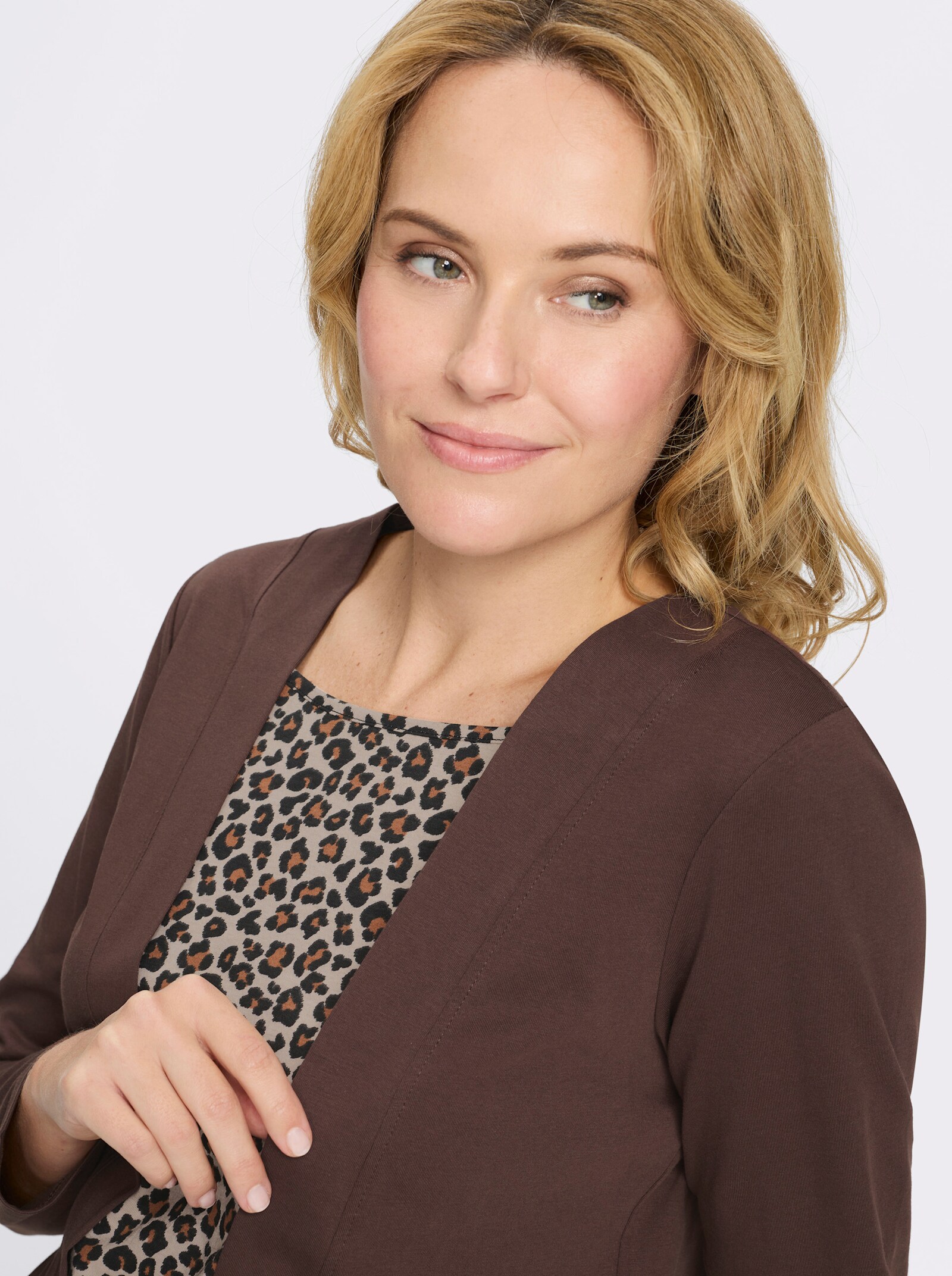 2-in-1-Shirt mit Animal-Print - schoko