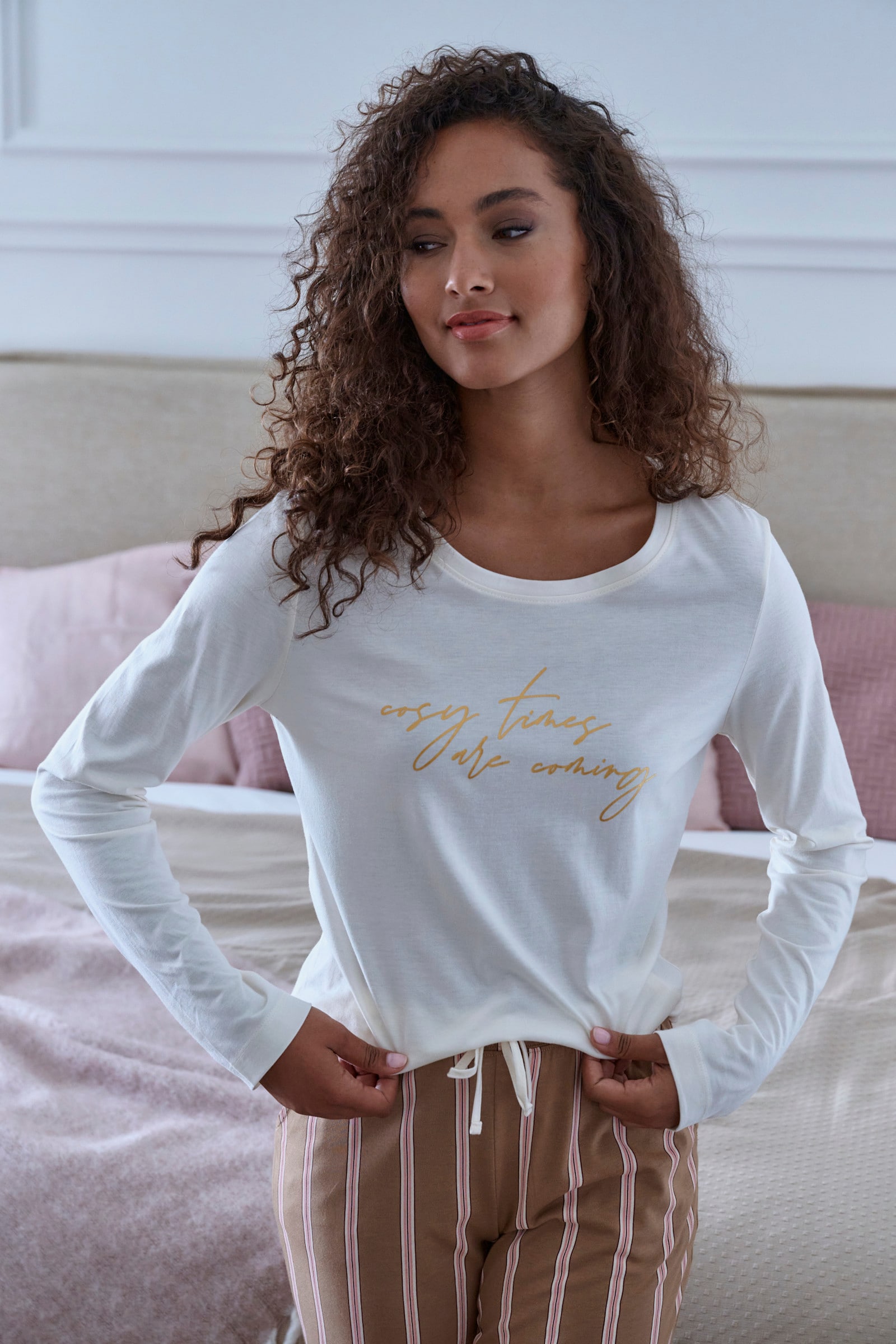 LASCANA Haut de pyjama - écru