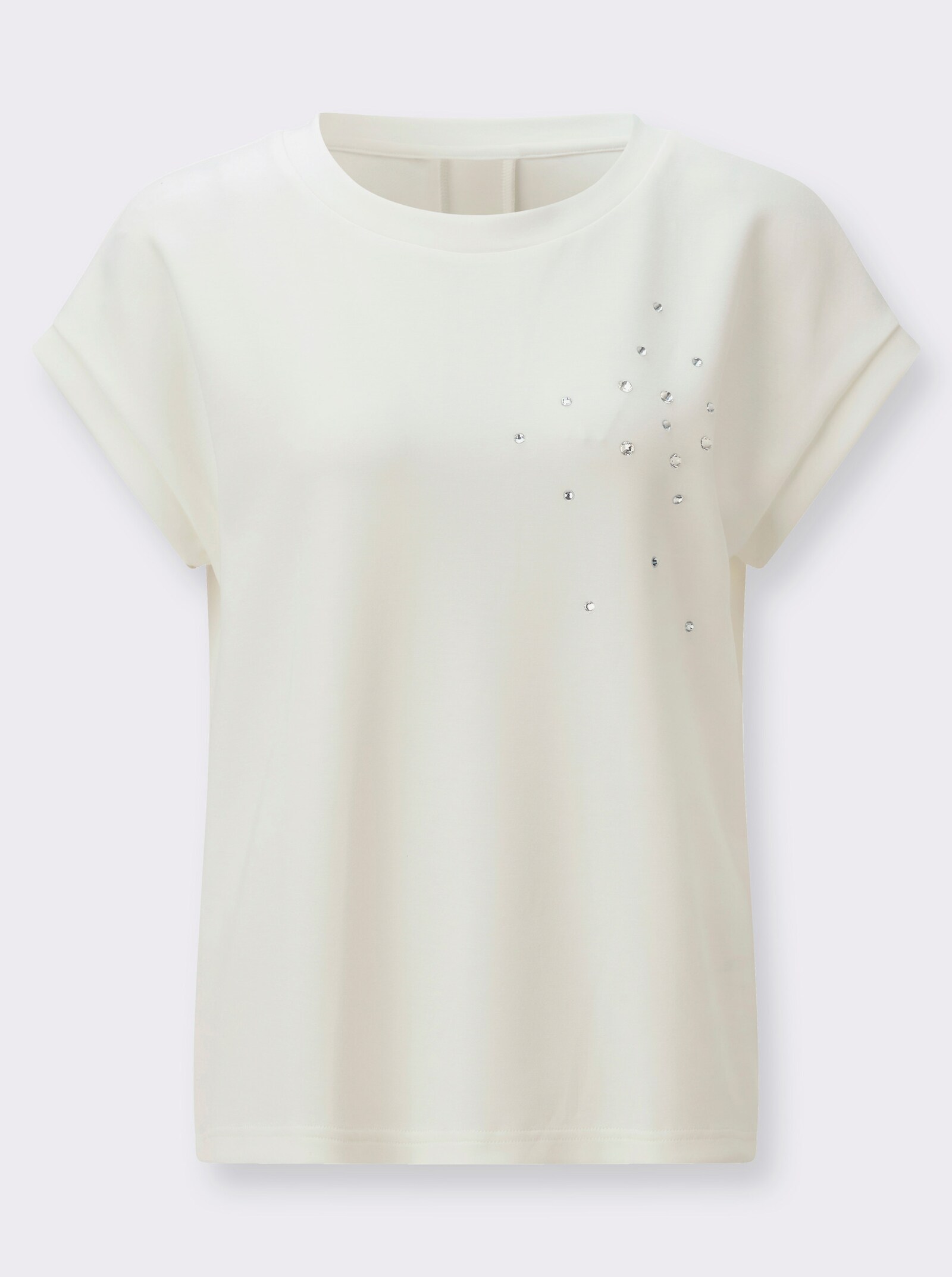 Sweatshirt mit Glitzersteinchen-Verzierung - ecru