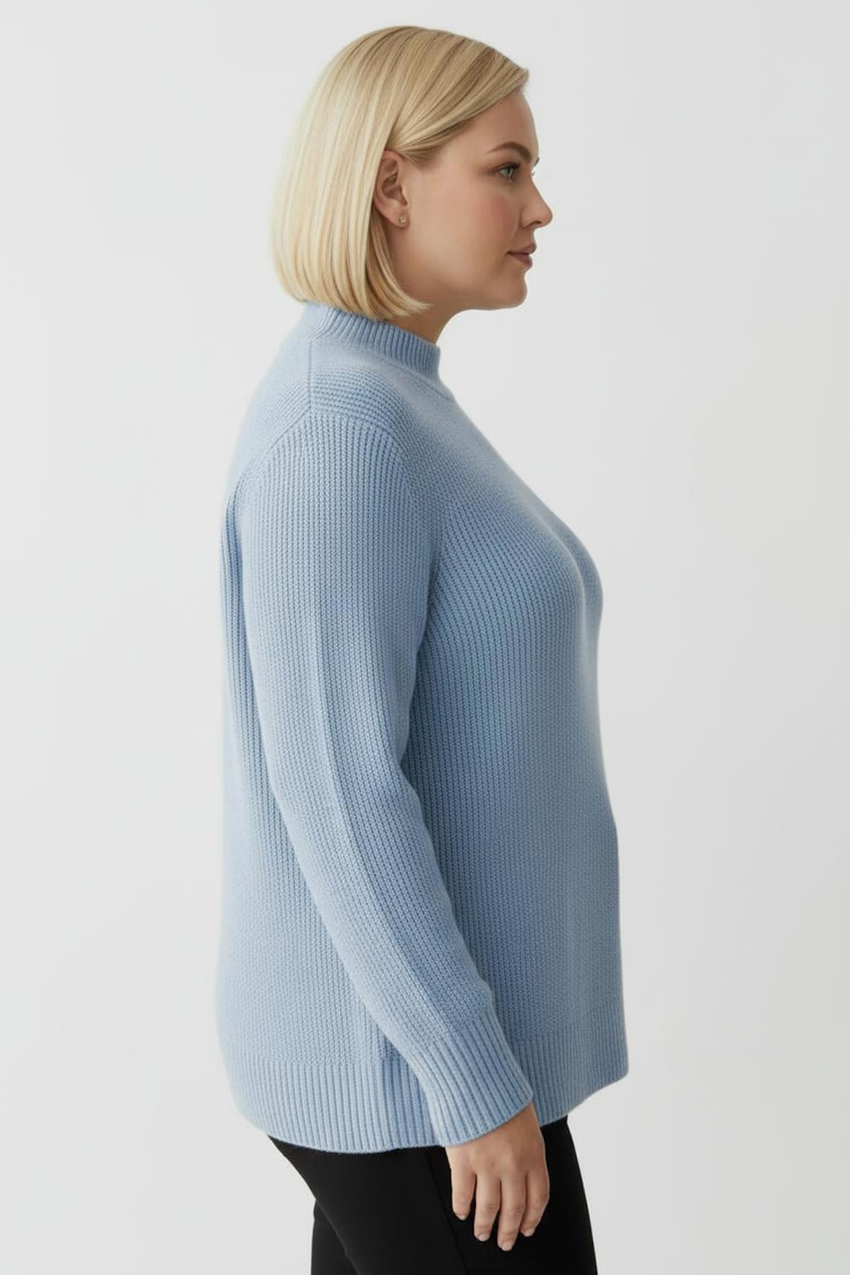 Stehkragenpullover mit Baumwolle - eisblau