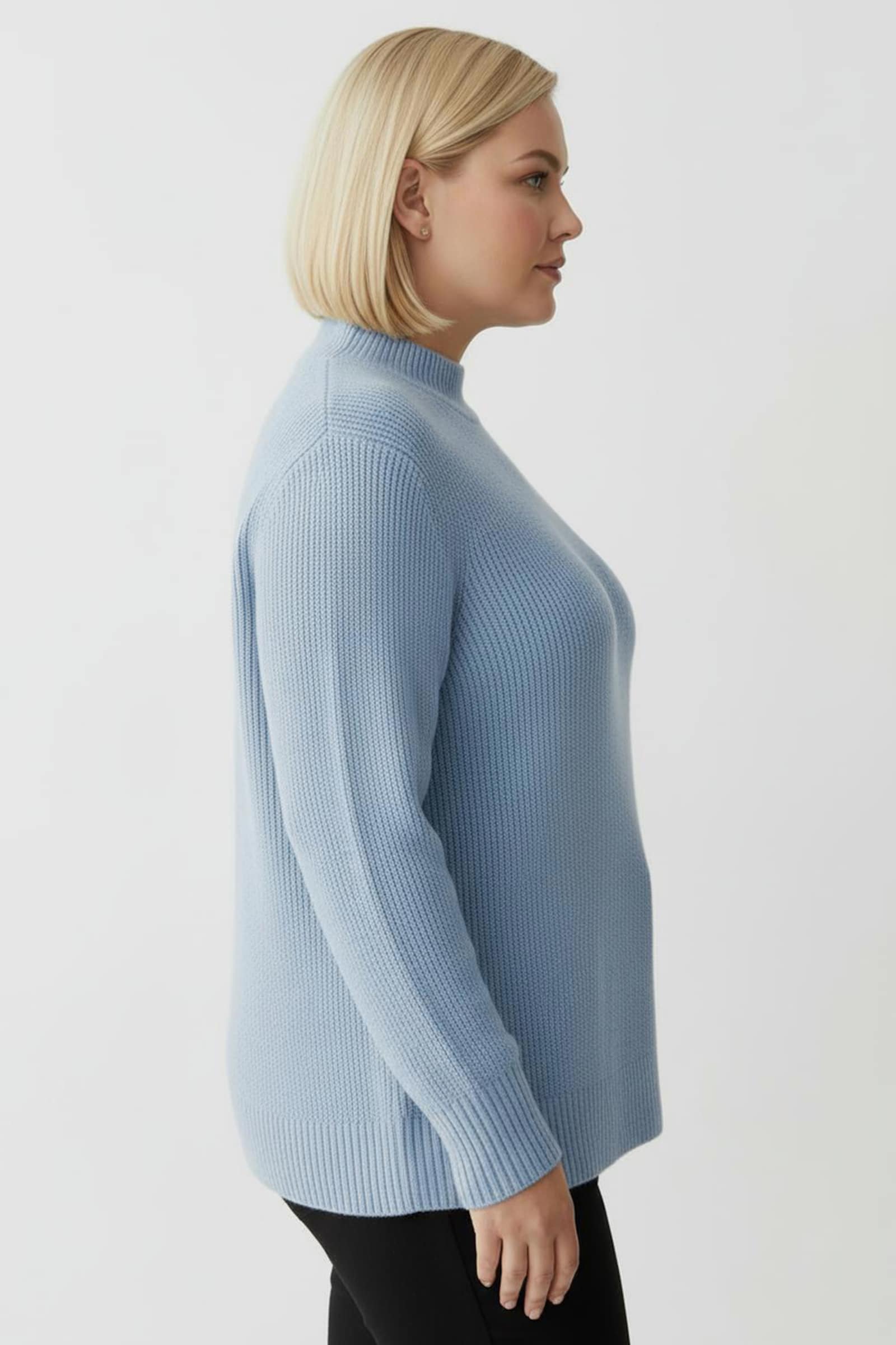 Stehkragenpullover mit Baumwolle - eisblau