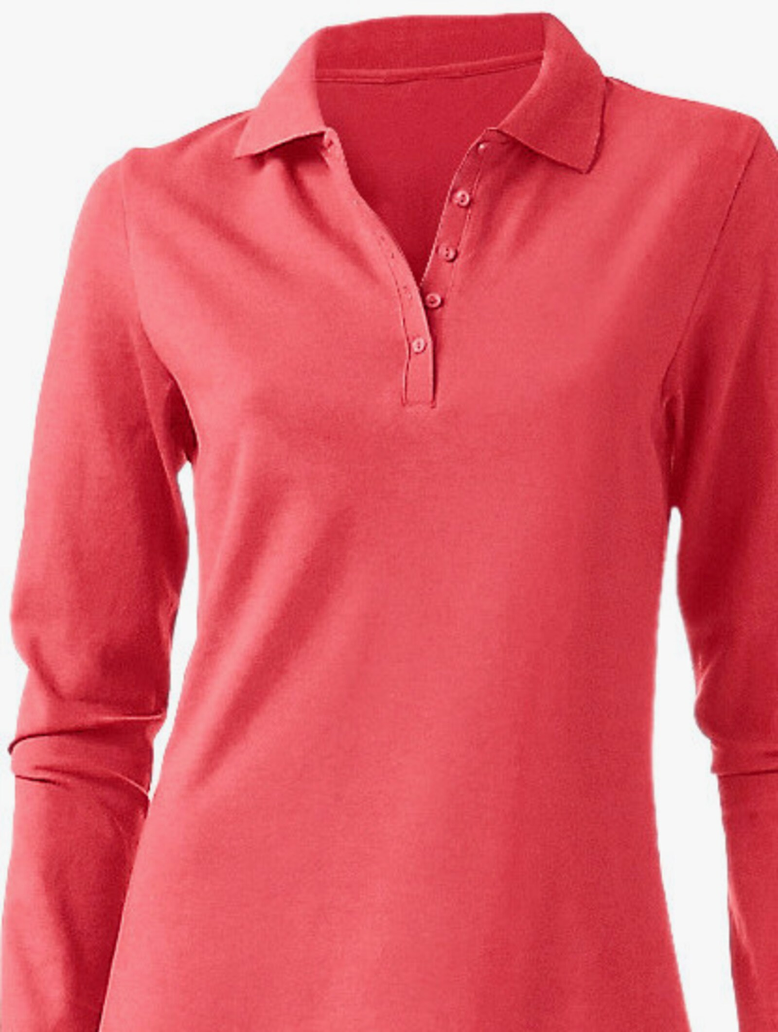 heine Langarm-Poloshirt in Pikee-Qualität - koralle