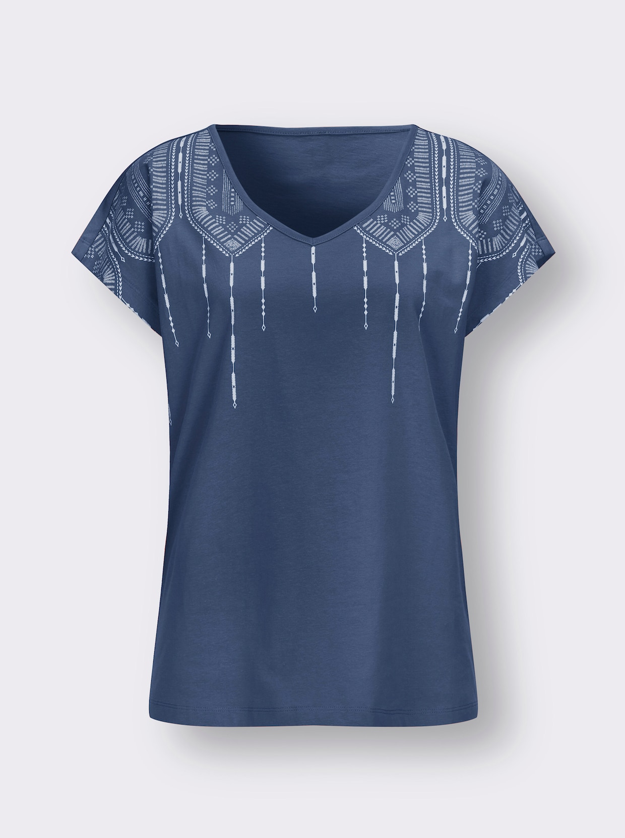 Shirt met korte mouwen - jeansblauw/ecru