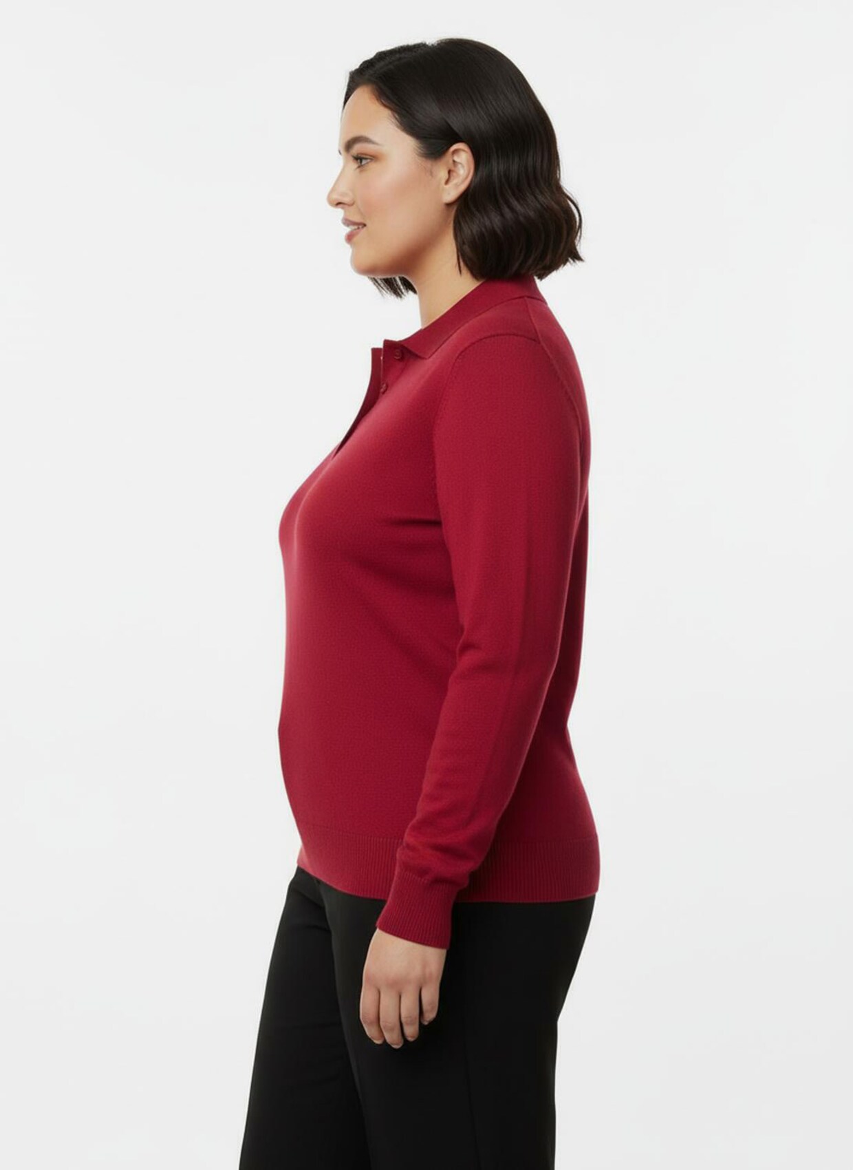 Polopullover mit kurzer Knopfleiste - rot