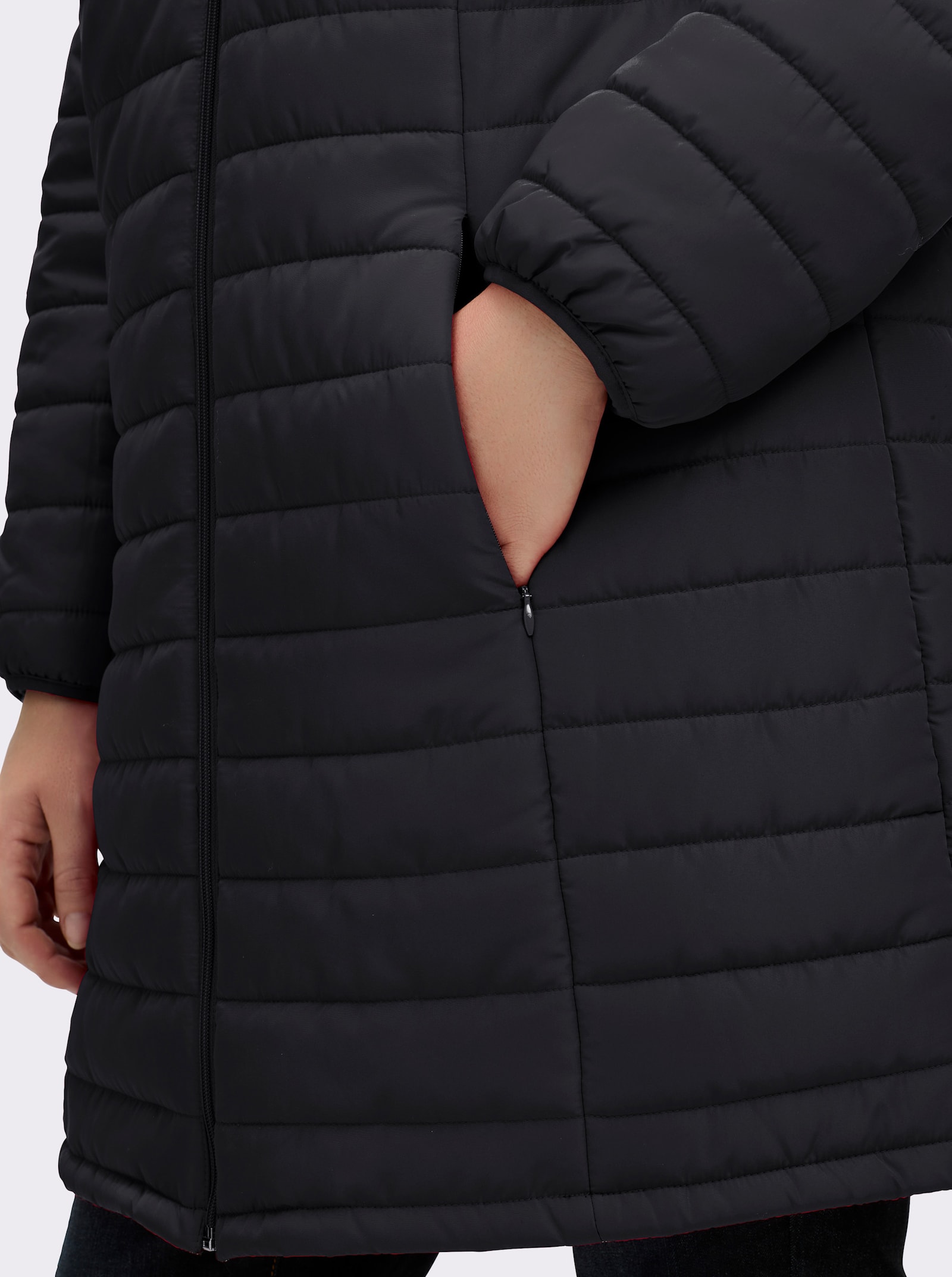 Steppmantel mit Wende-Funktion - schwarz