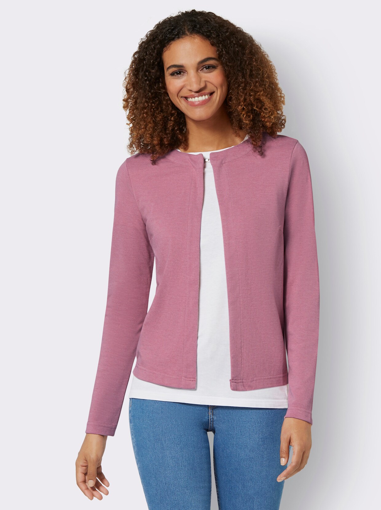 Shirtjacke - altrosa-meliert