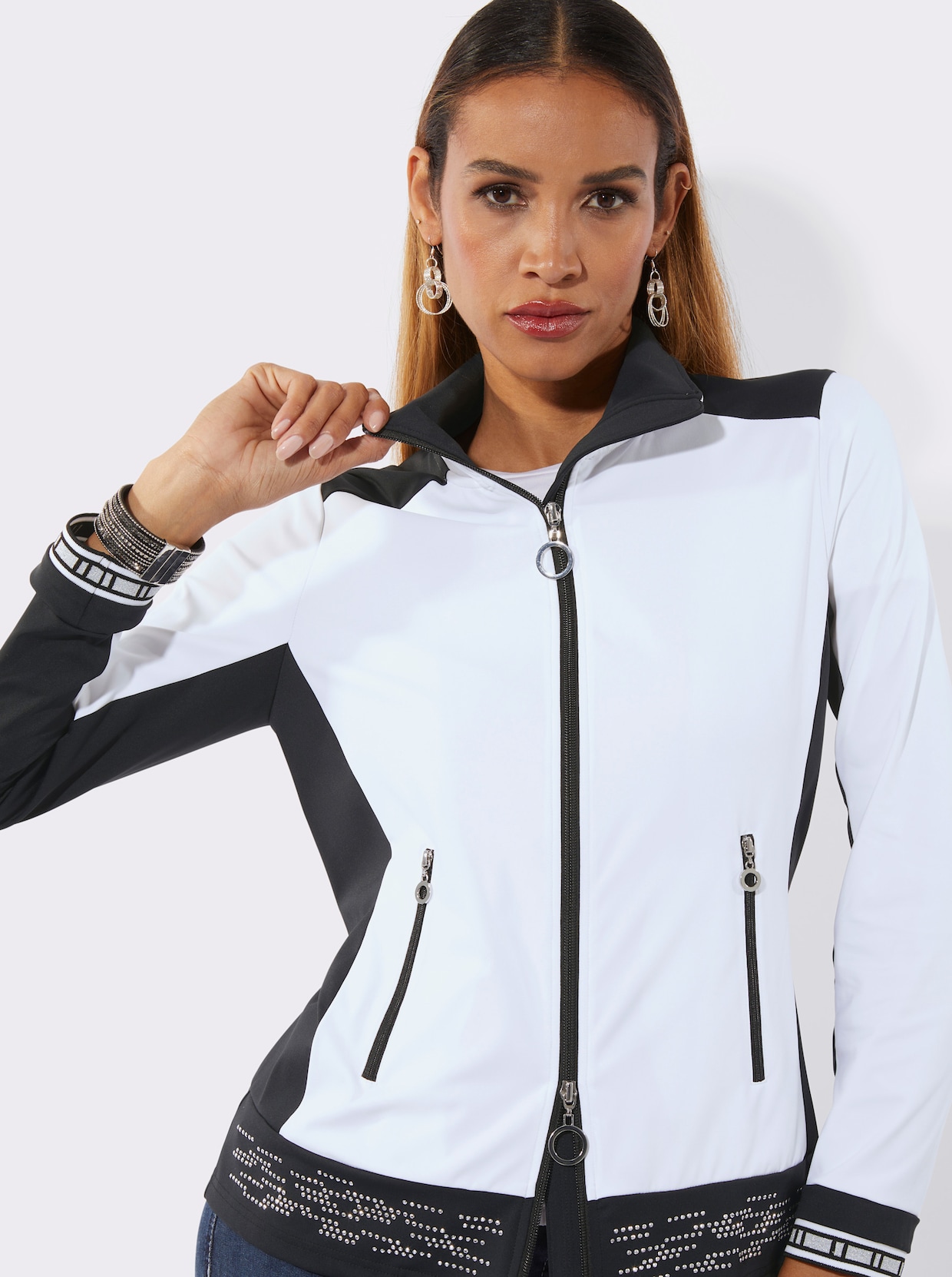 Shirtjacke - weiss-schwarz