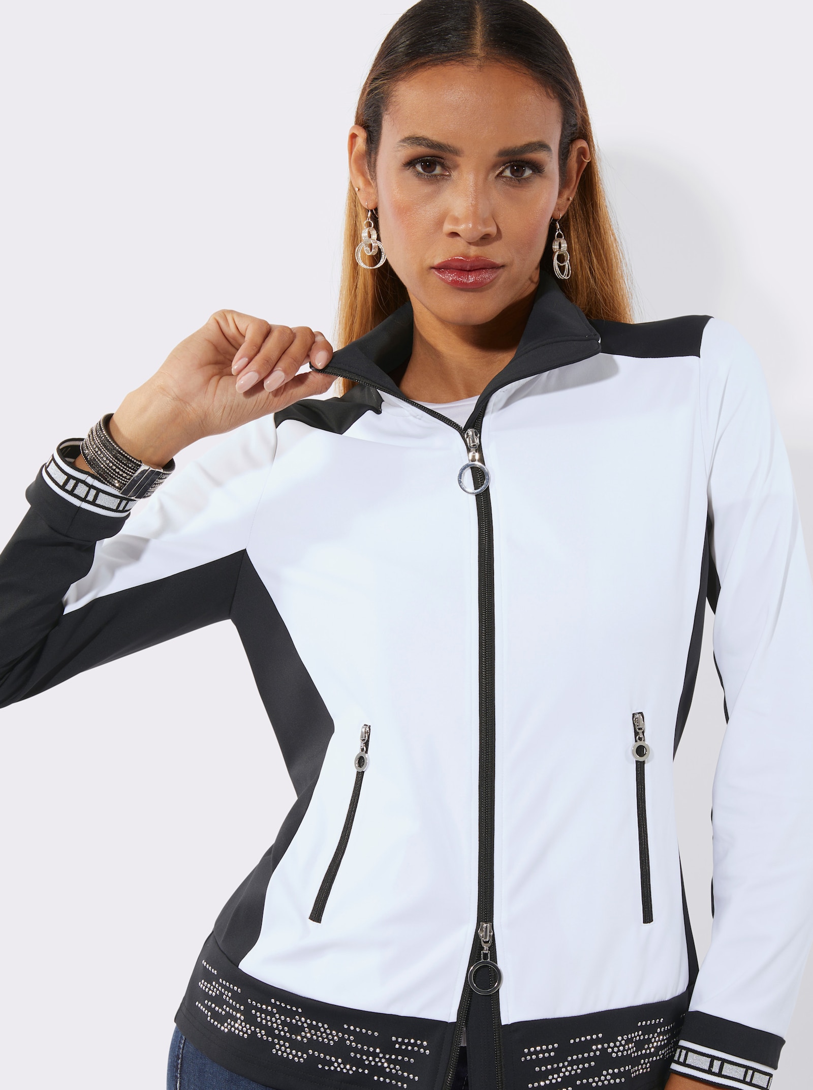 Shirtjacke - weiß-schwarz