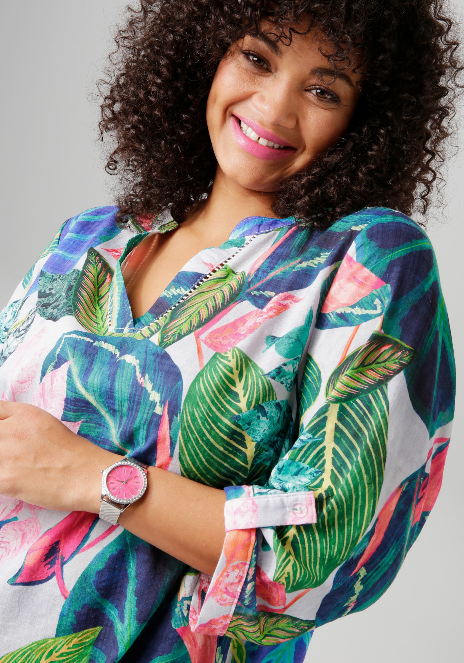 Aniston PLUS Longbluse - stein-marine-dunkelgrün-lachs-fuchsia-smaragd-gelb-petrolgrün-royalblau-apfelgrün-orange-rosa-hellgrau-weiß