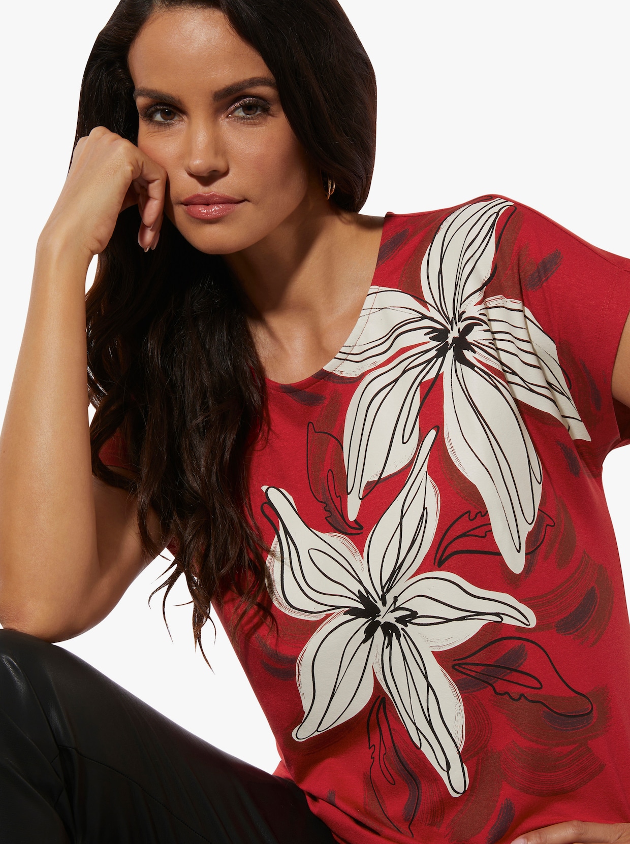 Print-Shirt - rot-champagner-bedruckt