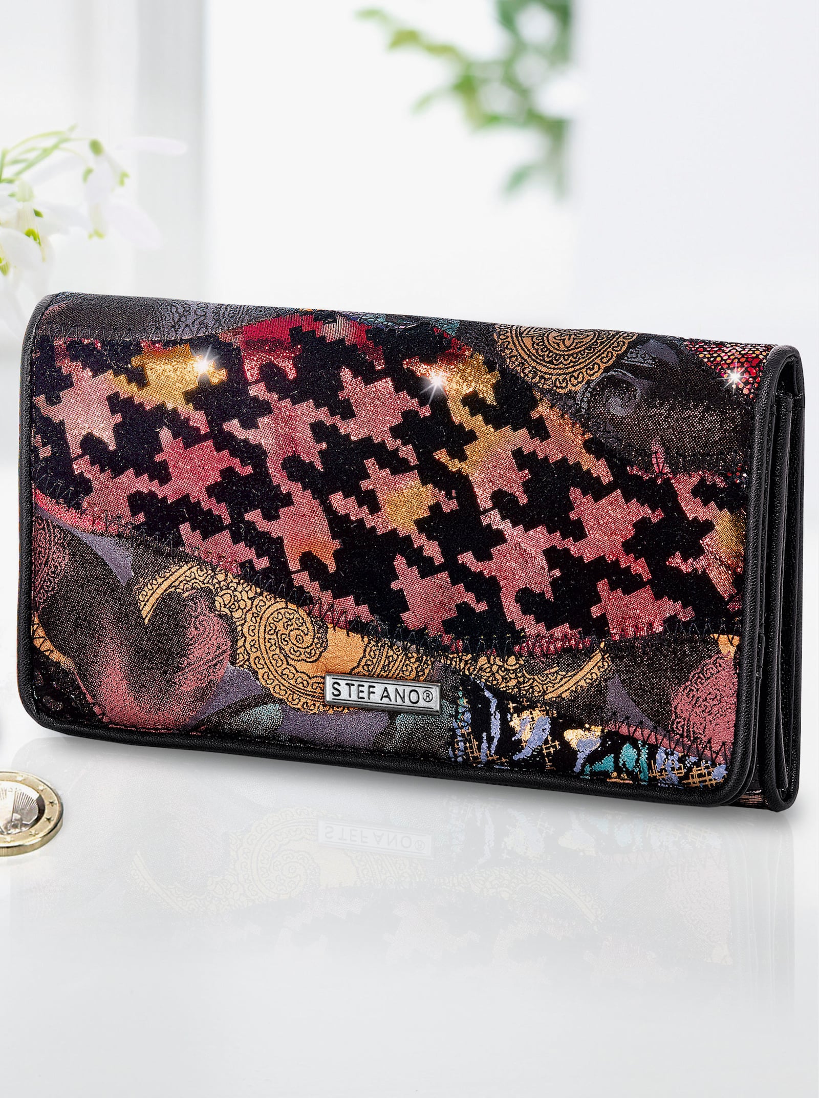 Geldbörse - schwarz-gemustert