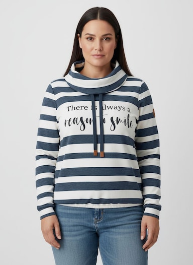 Sweatshirt mit elastischem Saum - dunkelblau-ecru-geringelt