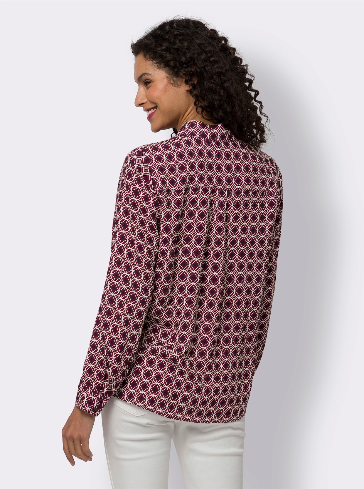 heine Overhemdblouse - ivoor/bordeaux bedrukt