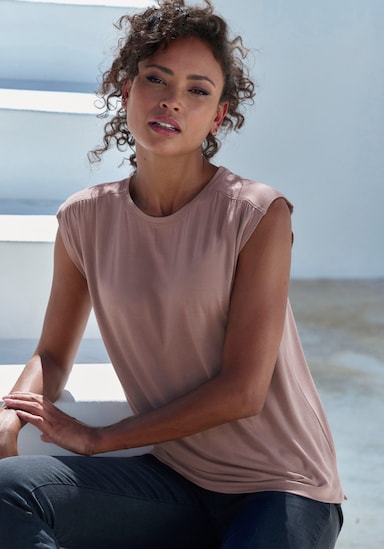 LASCANA Shirttop - taupe, schwarz