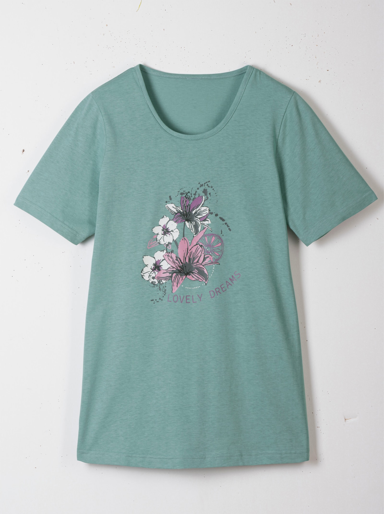 Capri-Schlafanzug mit platziertem Blumendruck - salbei-bedruckt