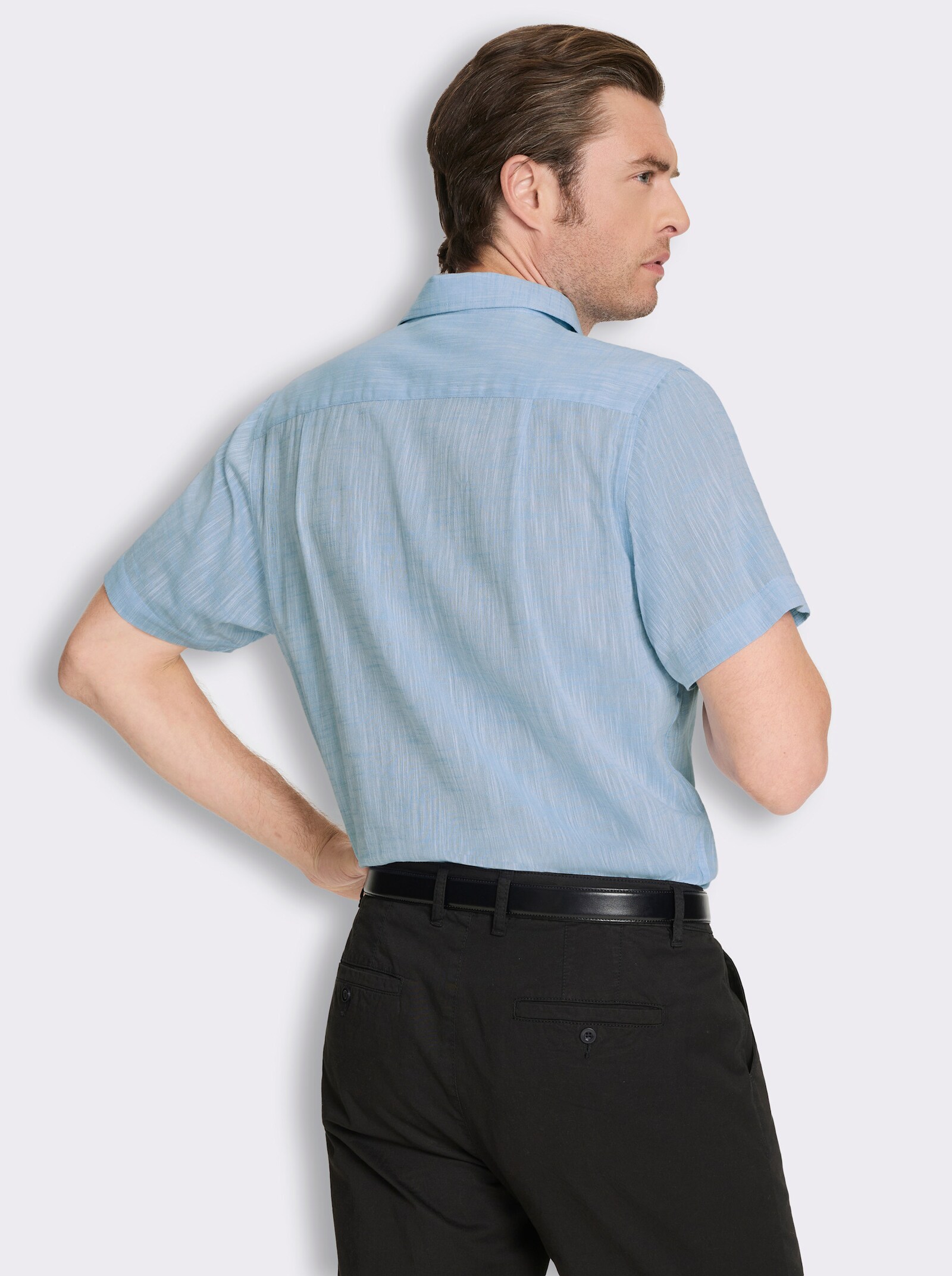 Marco Donati Kurzarmhemd in Two-tone-Flammgarn - himmelblau