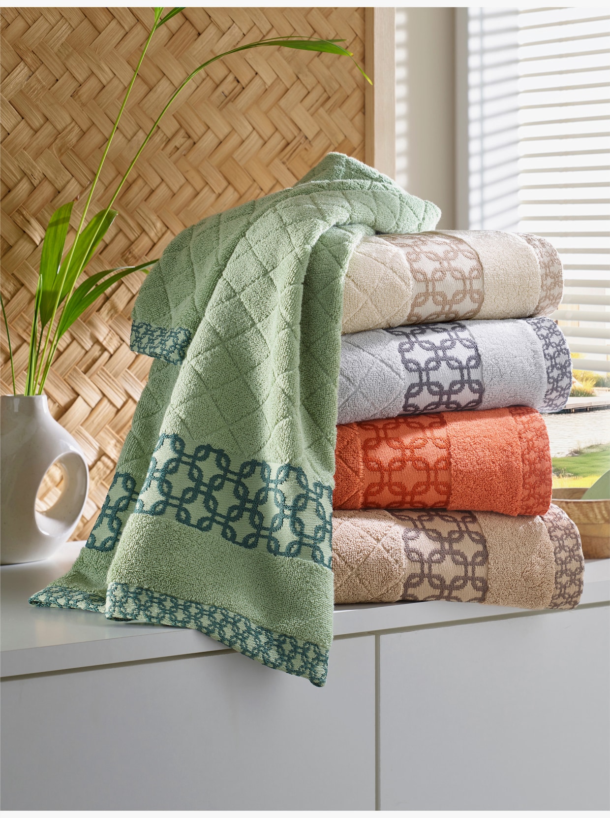 wäschepur Handtuch mit 2-farbiger Bordüre - beige