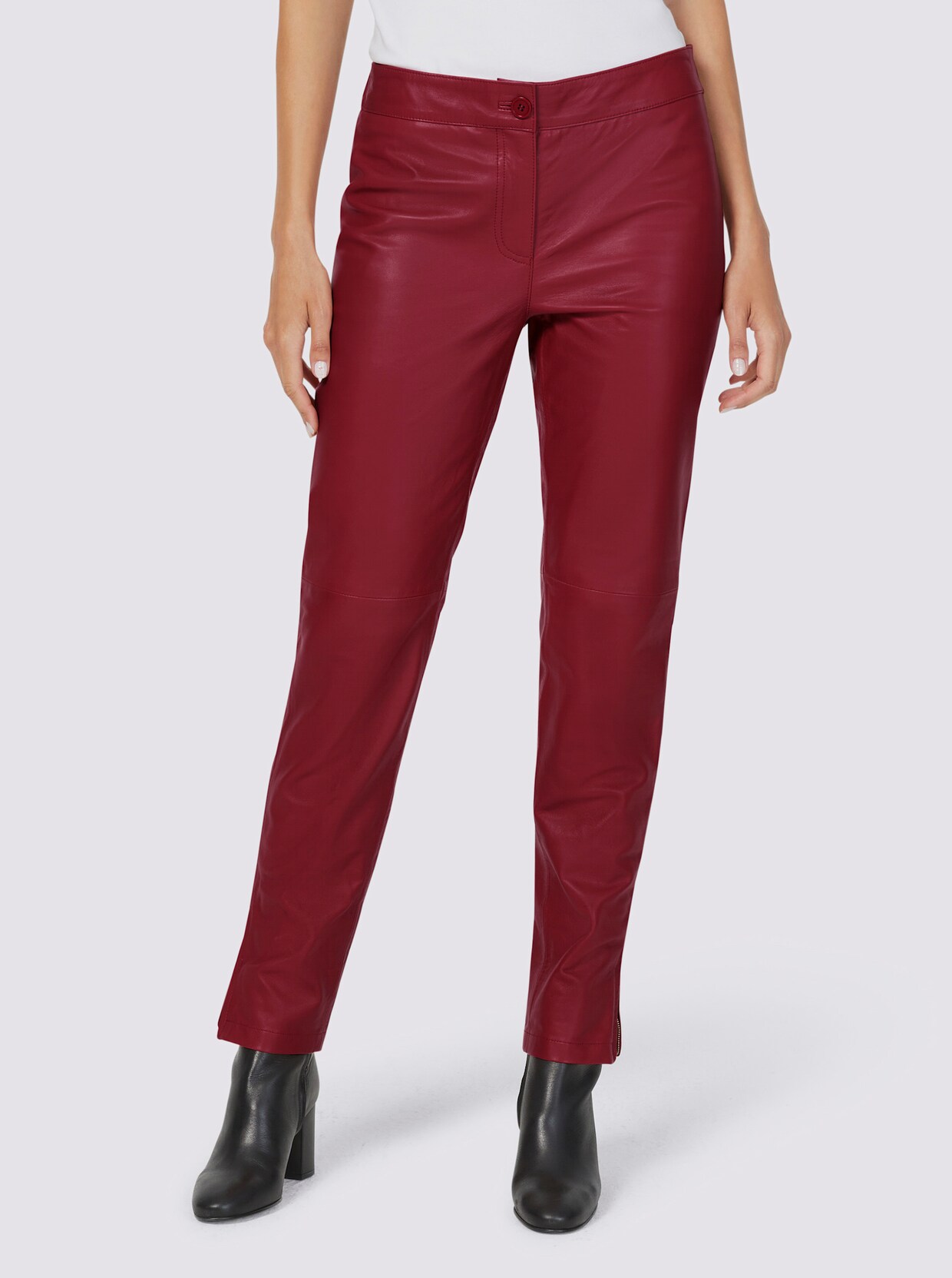 heine Pantalon en cuir - cerise