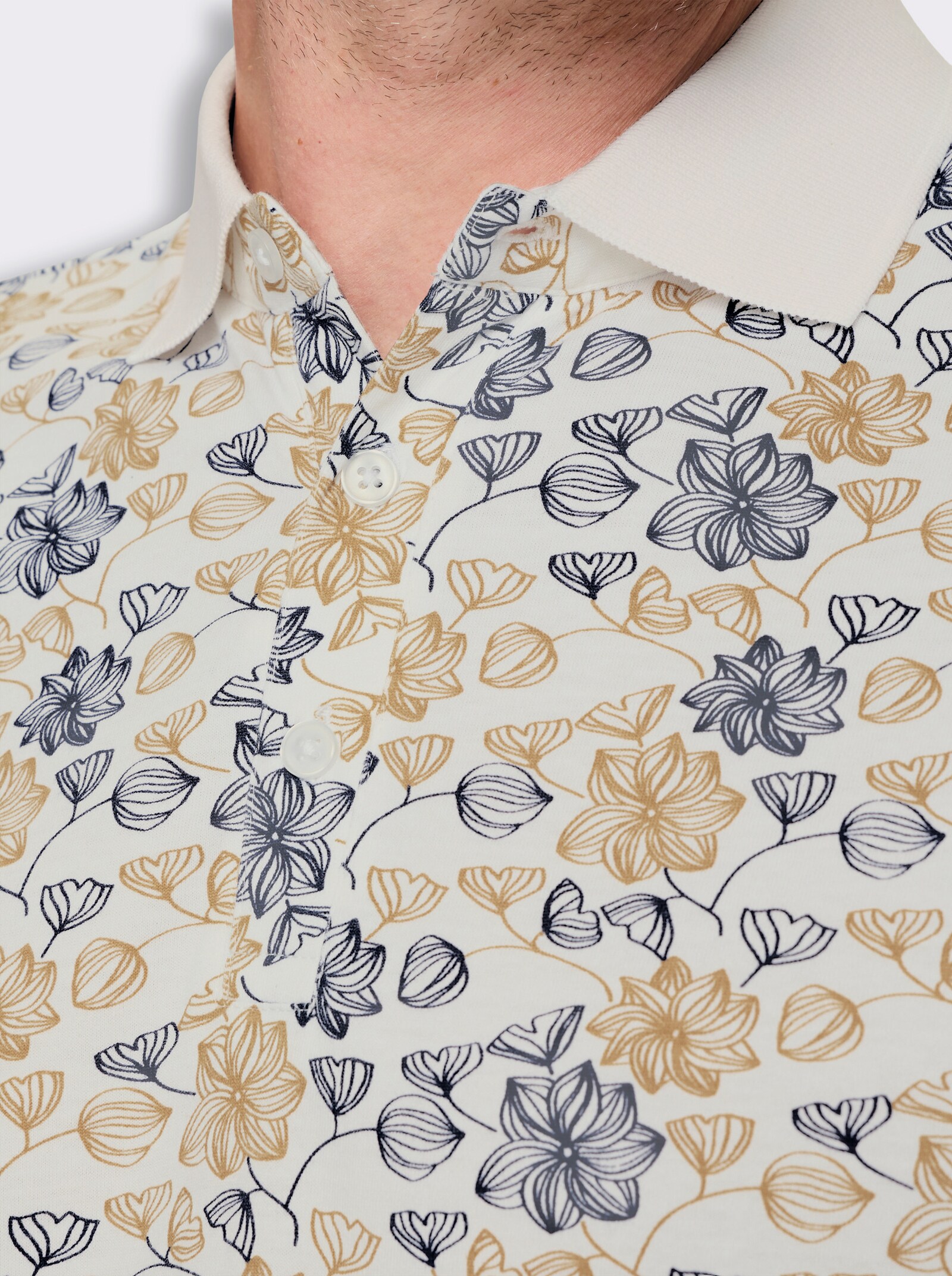 Marco Donati Kurzarmshirt mit floralem Druck - ecru-bedruckt