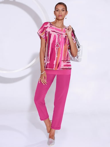 Chiffonblouse - fuchsia/poudre bedrukt