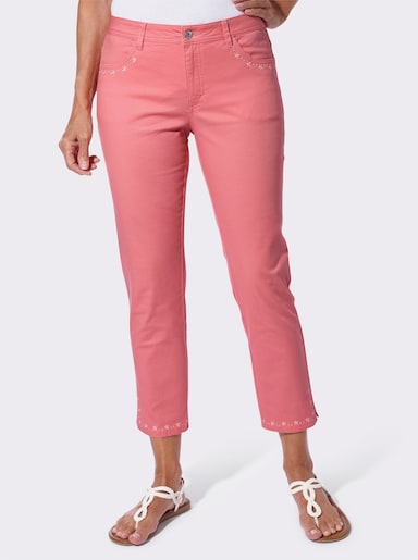 7/8-broek met borduursel - flamingo