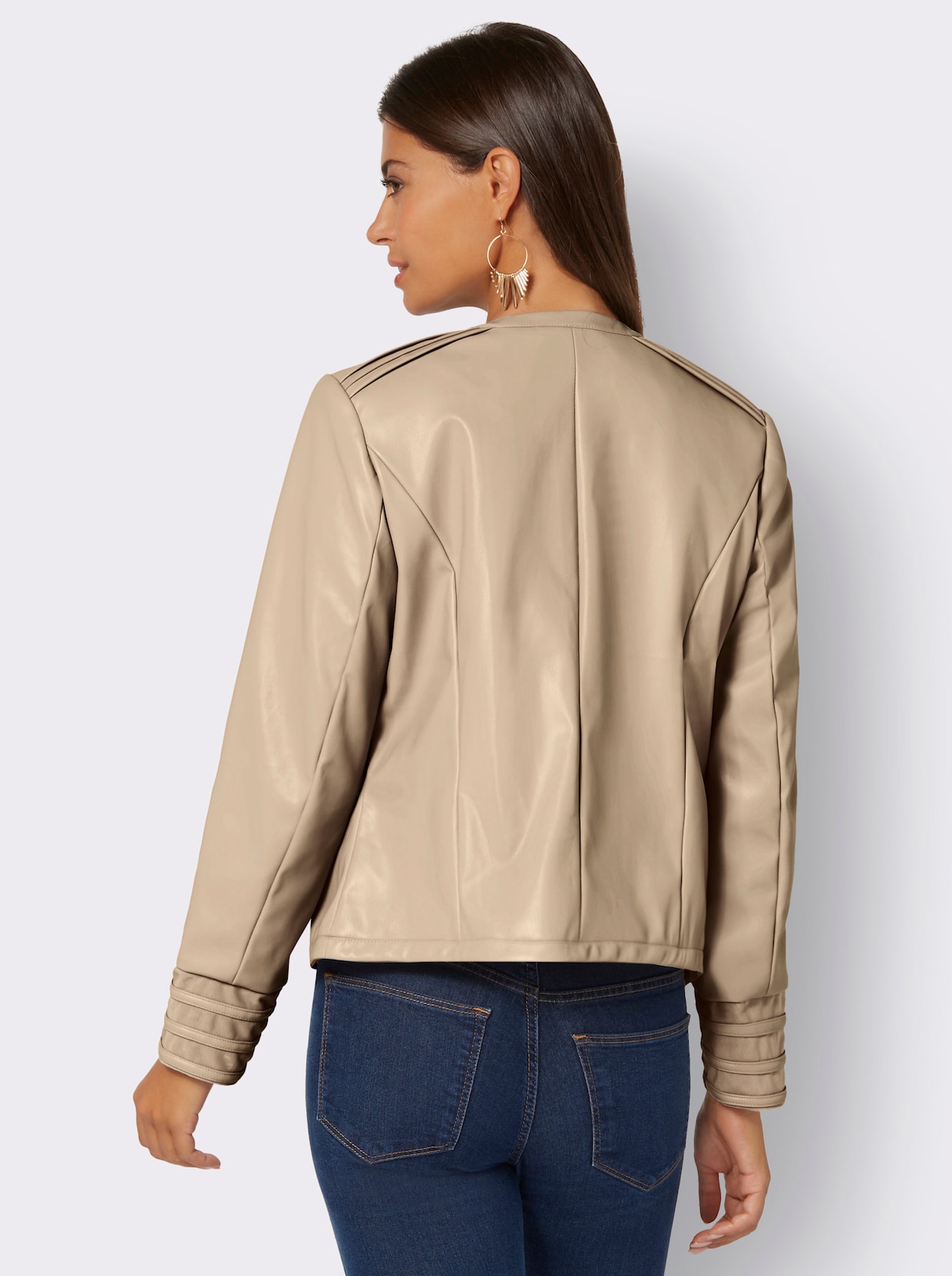 Blazer van imitatieleder - beige