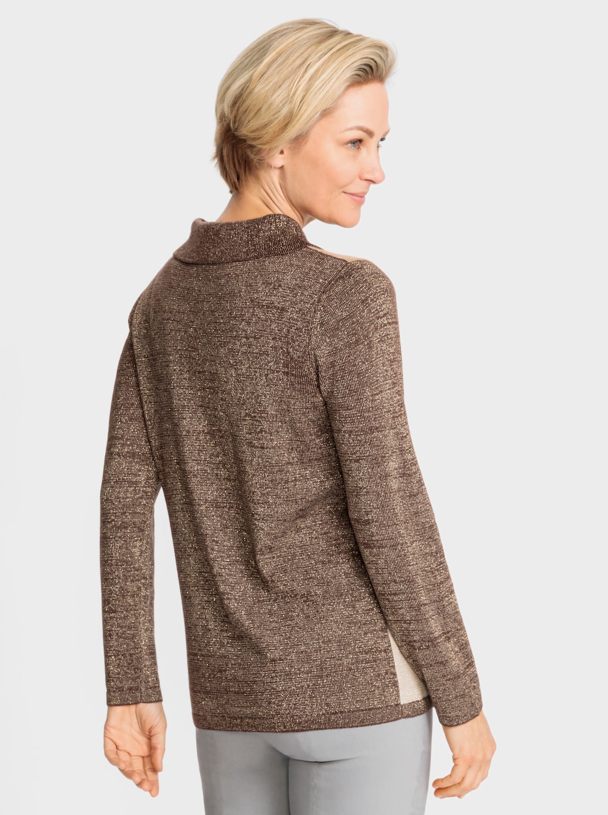 Pullover met lange mouwen - chocolade/zand gedessineerd