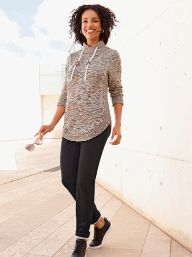 Longpullover - champagner-graphit-meliert