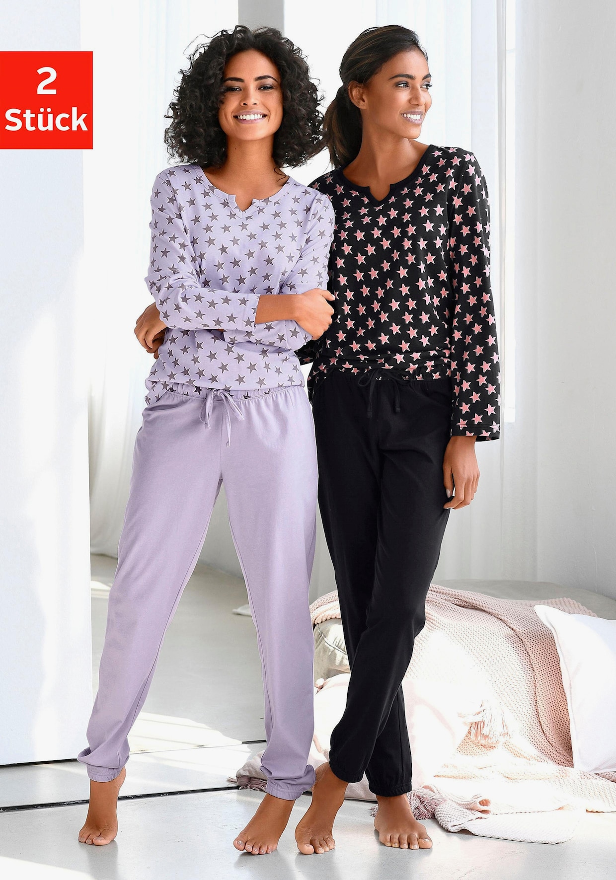 Vivance Dreams Pyjama - lila, zwart