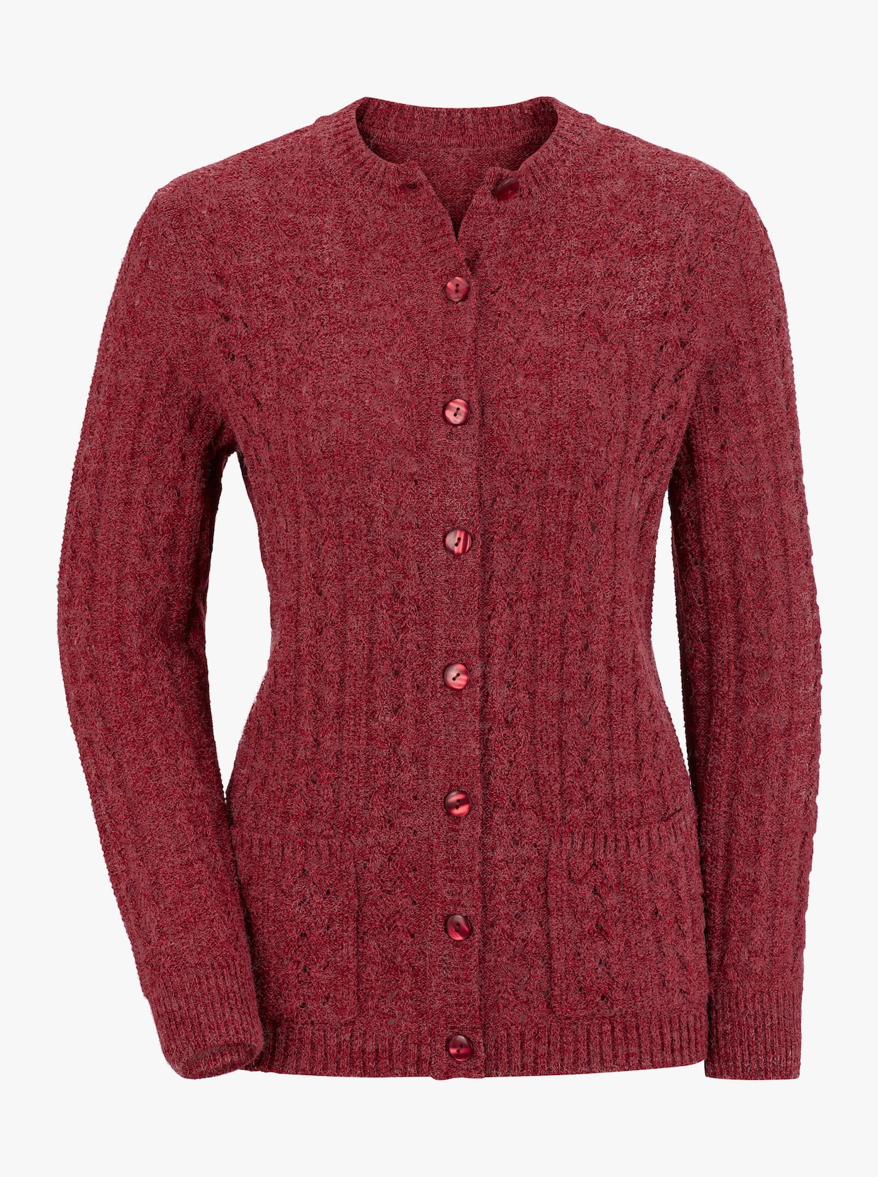 Pletený sveter - červená melírovaná