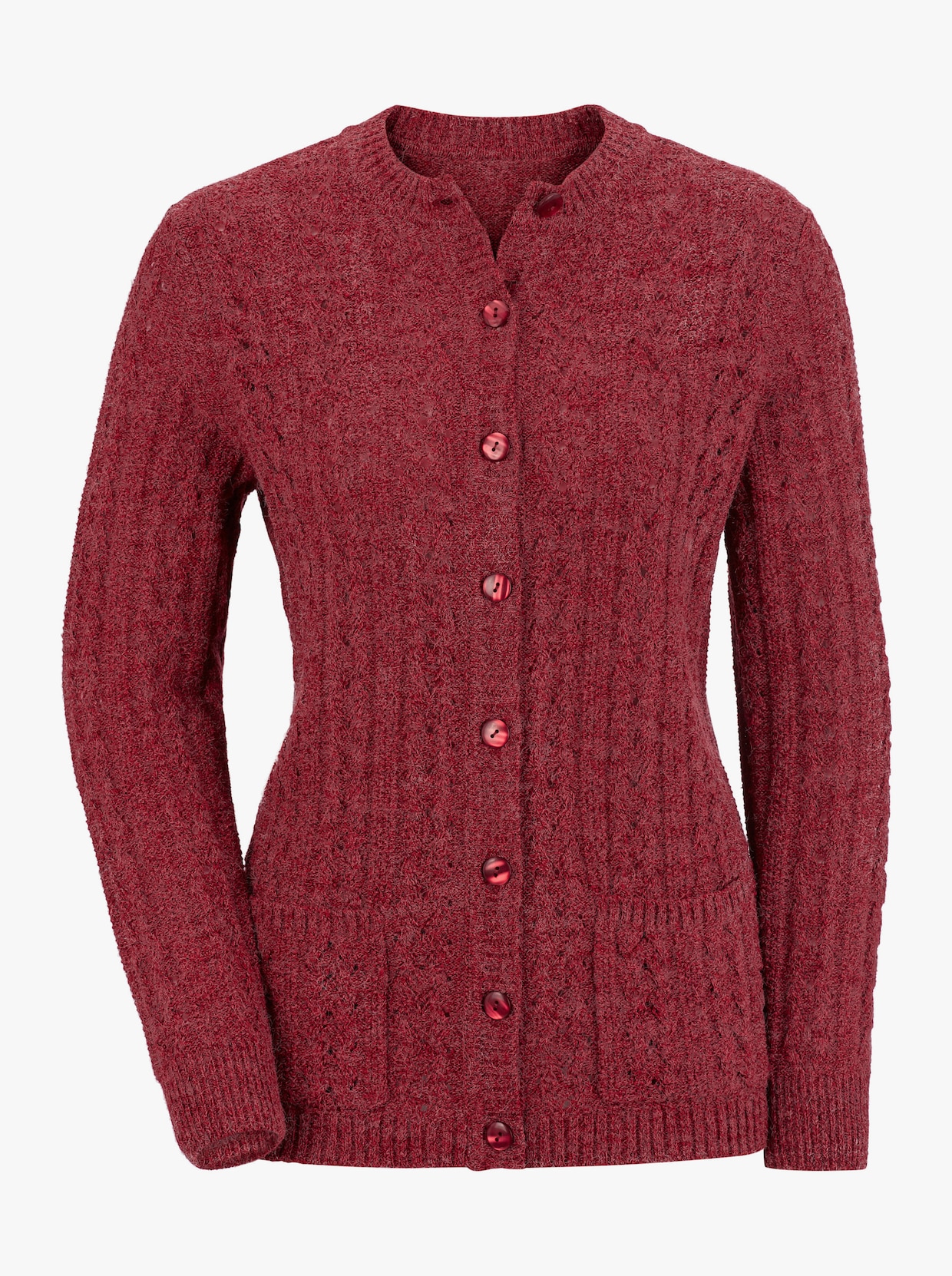 Strickjacke - rot-meliert