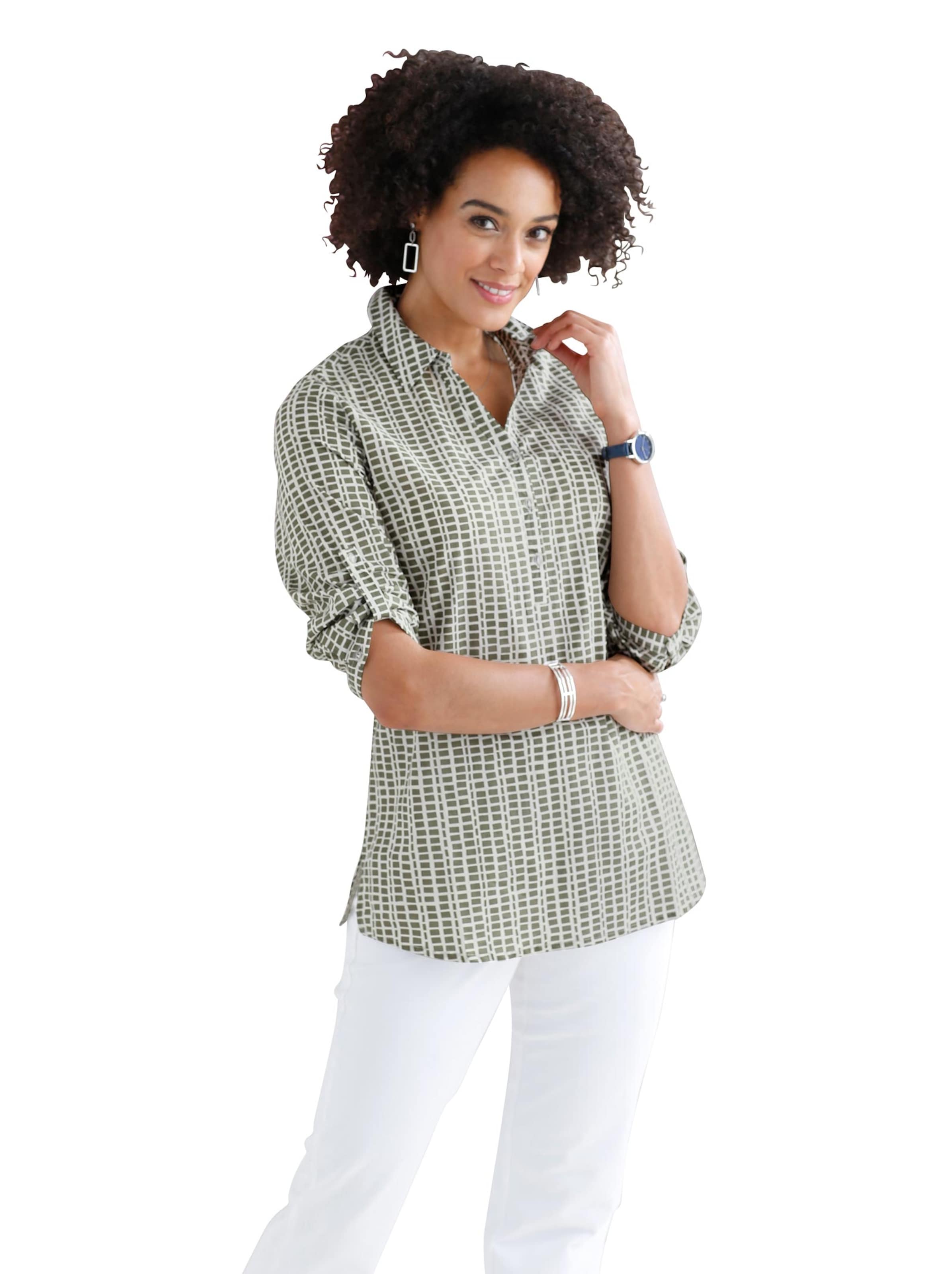 Bluse - khaki-gemustert