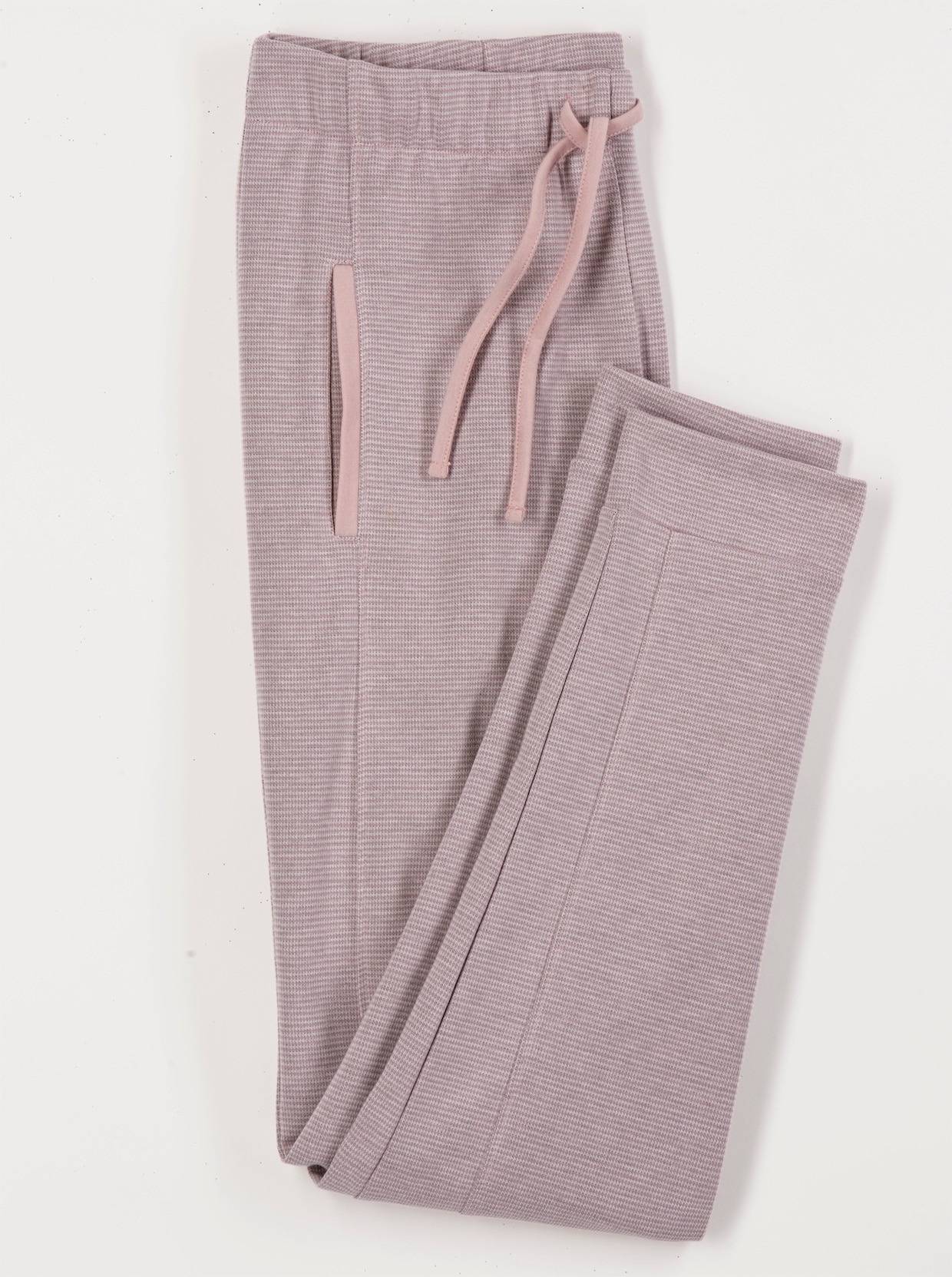 Jerseybroek  in een gemêleerde look - malve/ecru gemêleerd