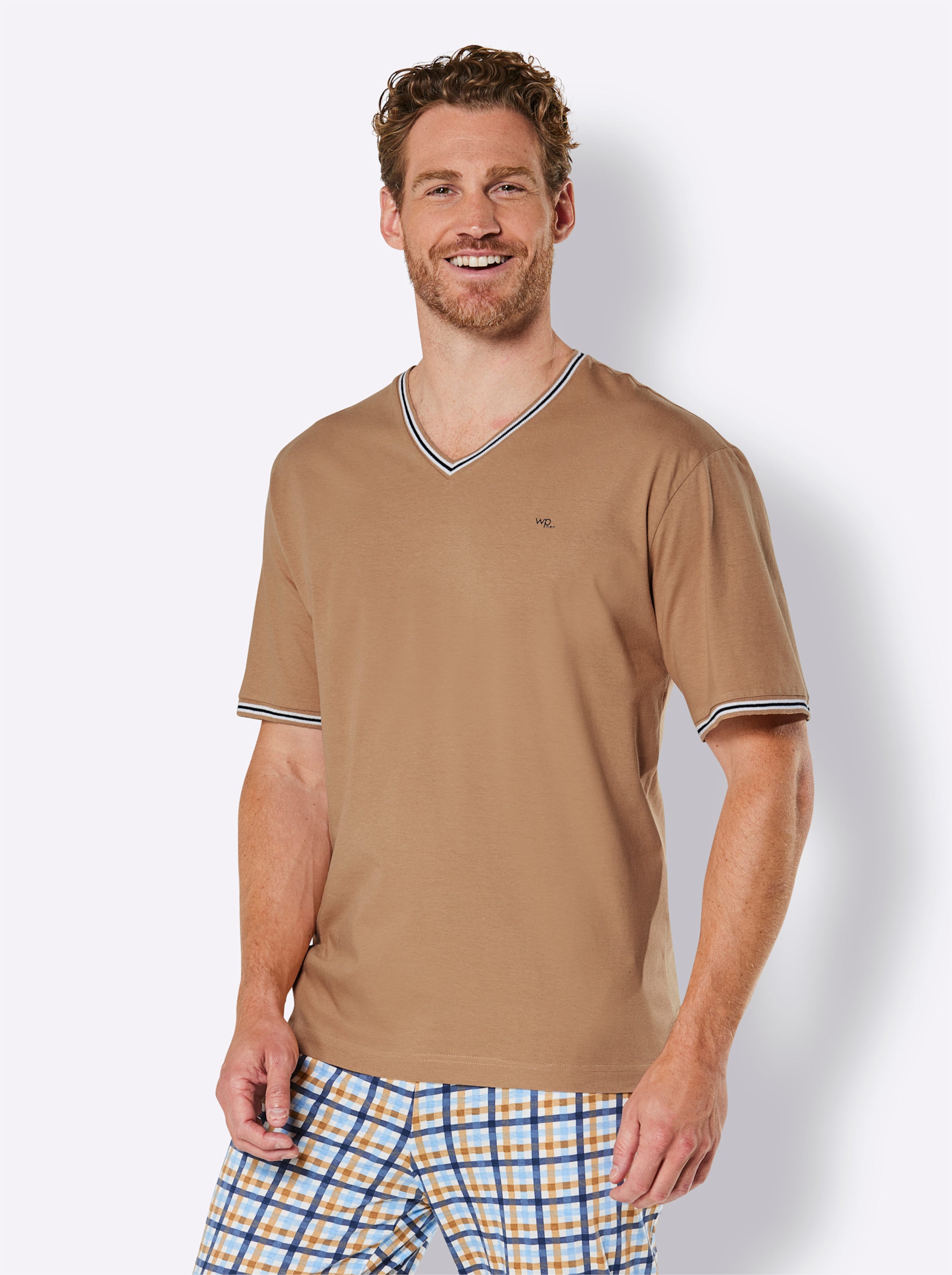 Witt Herren Schlafanzug-Shirt, camel