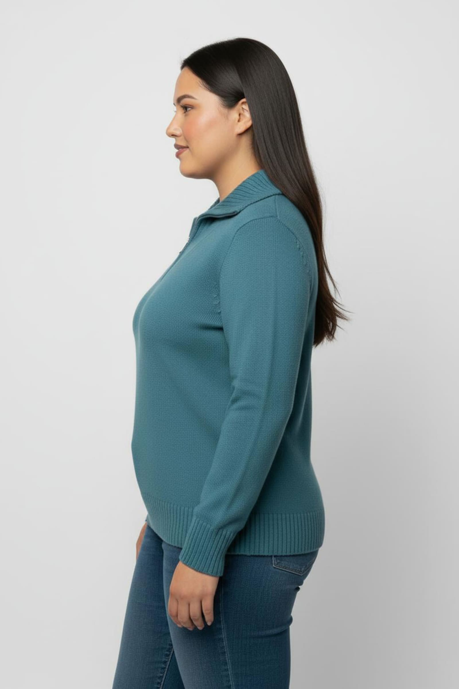 Troyer mit breiten Rippabschlüssen - petrol