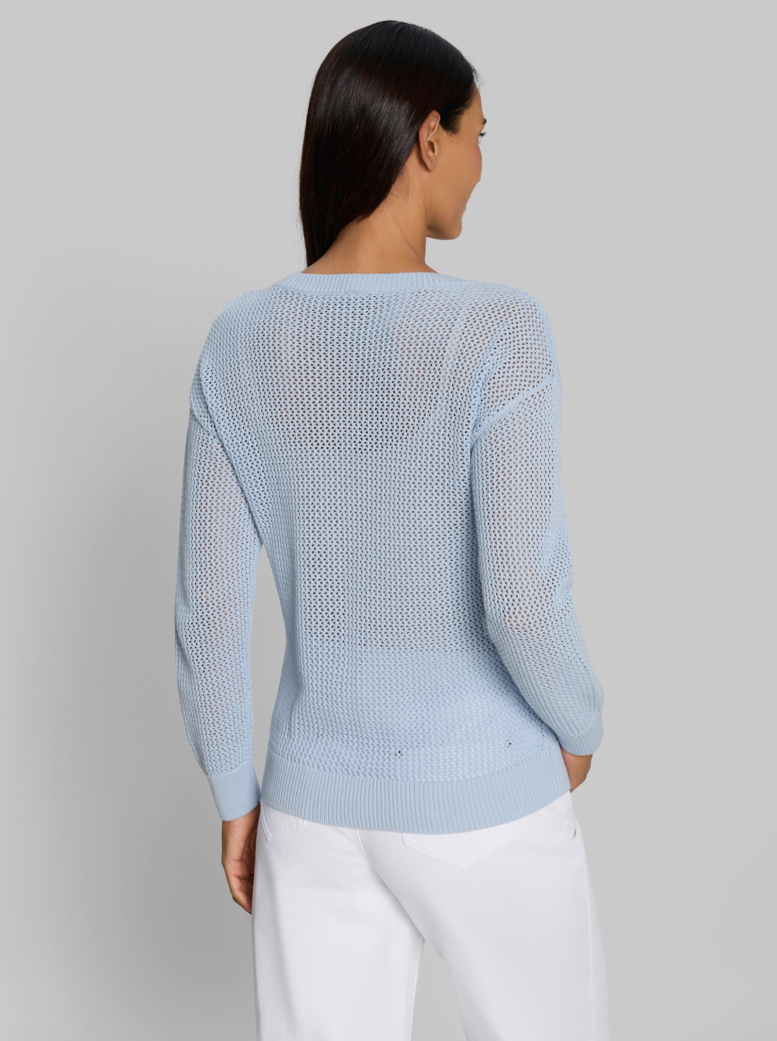 heine Ajourpullover aus Baumwolle - hellblau
