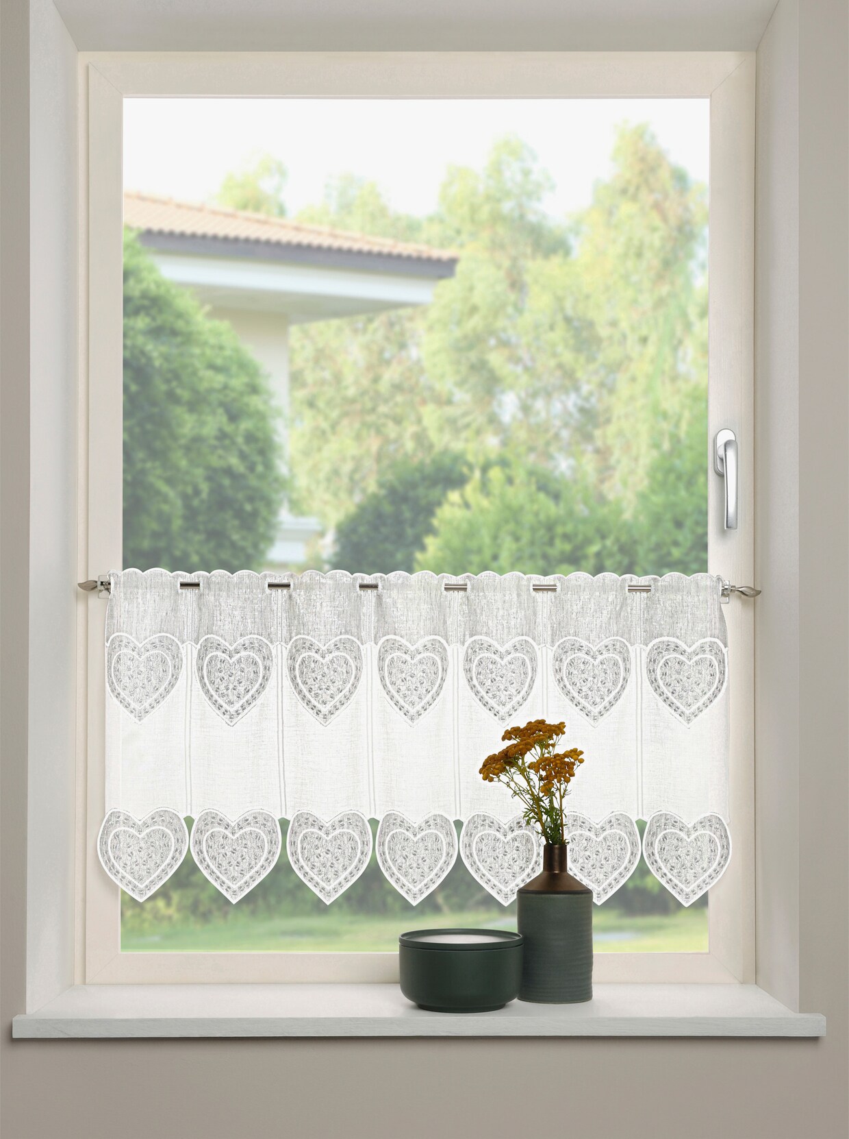 Fensterbehang - weiß-silber