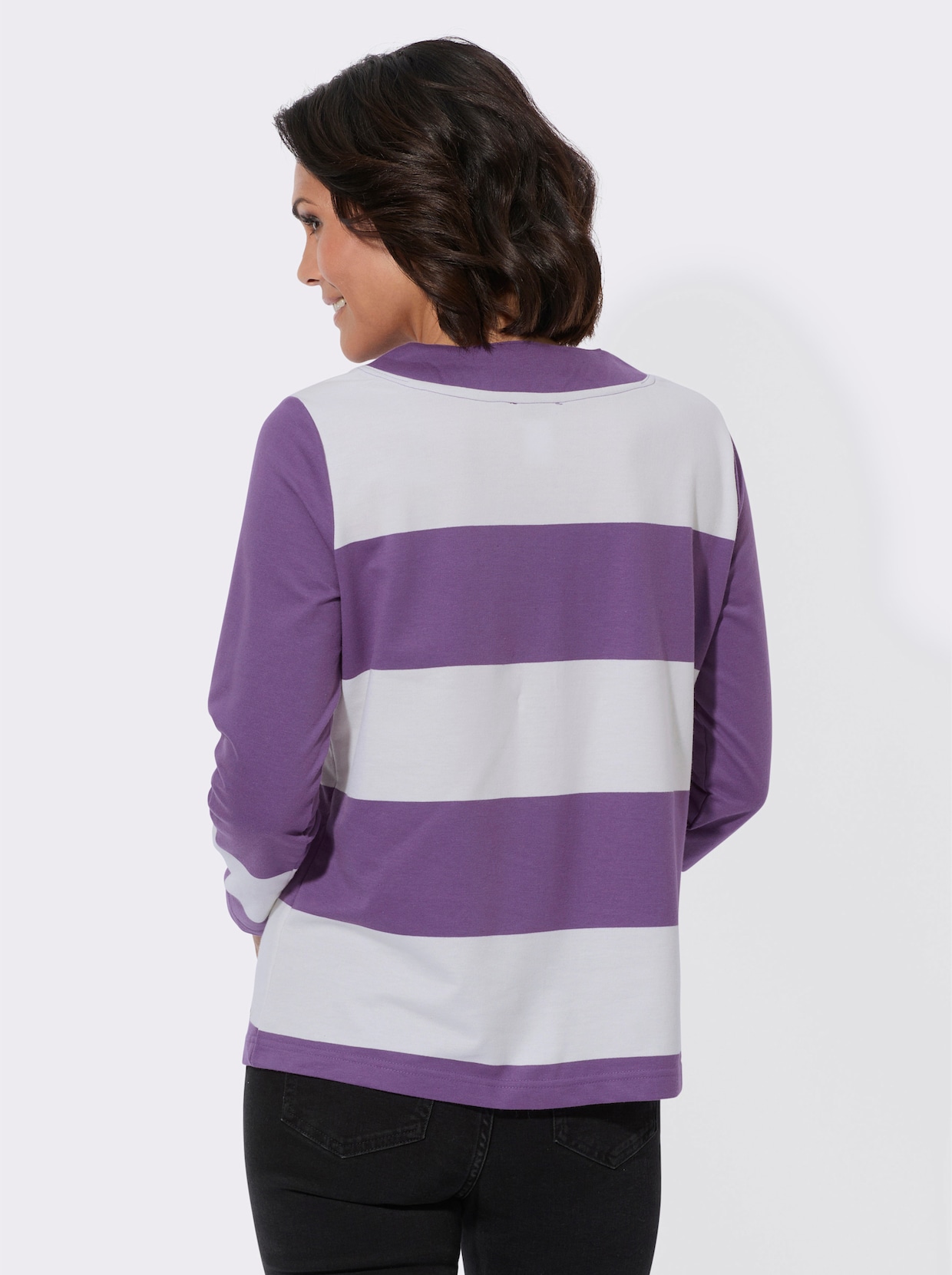 Sweatshirt - lila-ecru-geringelt