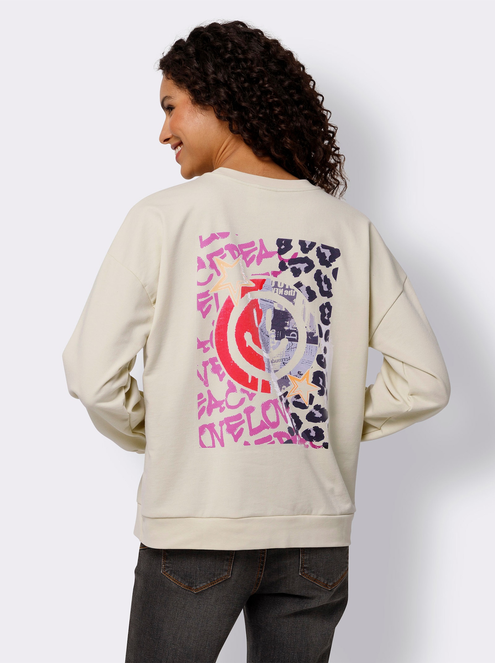 heine Sweatshirt met op dessin geplaatste print - zand