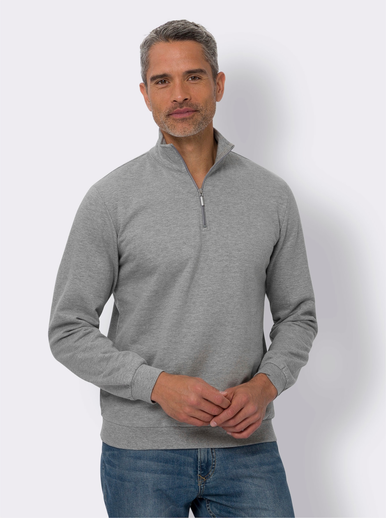 Sweatshirt - hellgrau-meliert