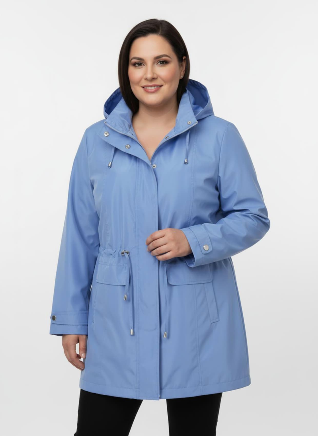 Jacke mit regulierbarer Kapuze und Taille - himmelblau