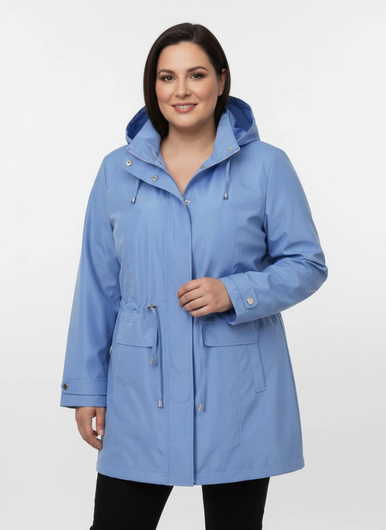 Jacke mit regulierbarer Kapuze und Taille - himmelblau