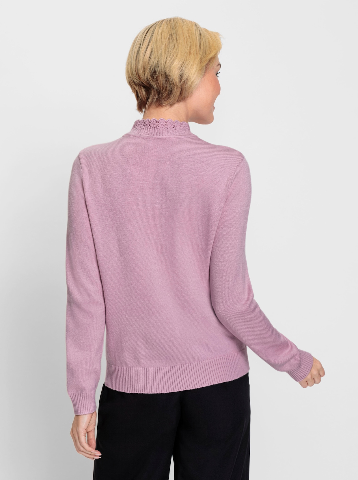 Trui met opstaande kraag - roze