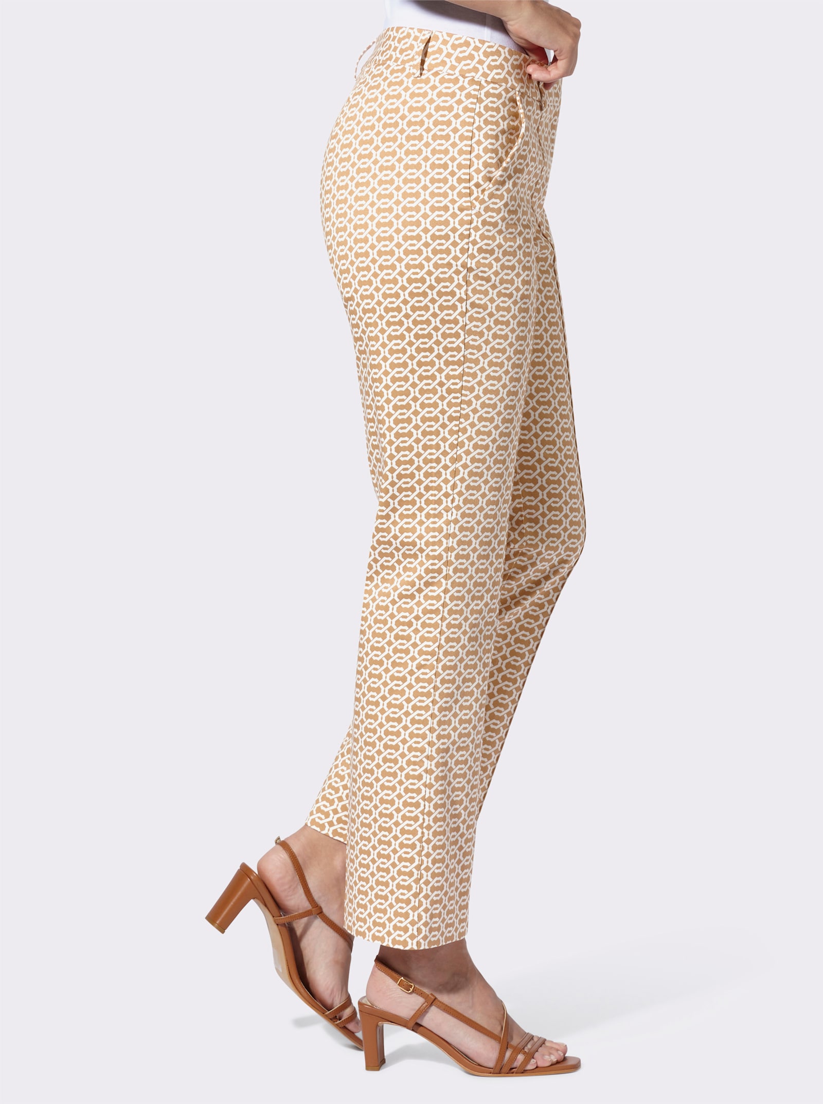 heine Druckhose - camel-ecru-bedruckt
